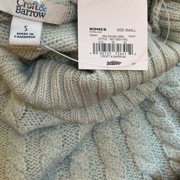 Croft & Barrow Light Blue Cable Knit Turtleneck Sweater NWT Small - Picture 7 of 9